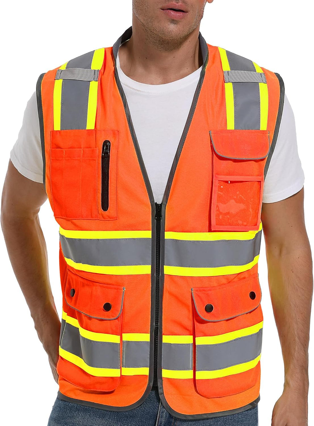 Reflective Safety Vest for Men and Women - High Visibility Construction Vest - Dual Tone Reflective Strips