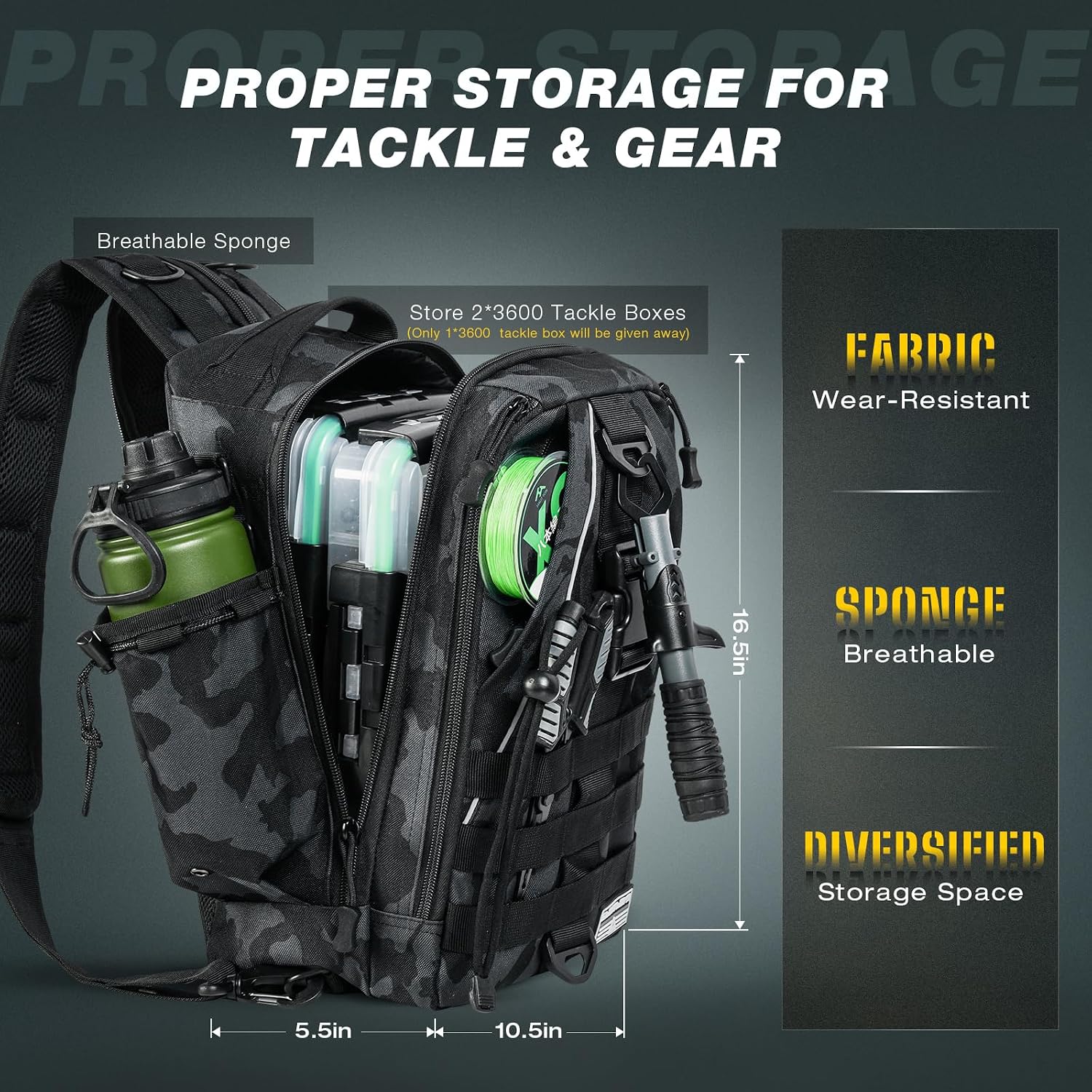 Fishing Tackle Backpack with Tackle Boxes Rod Holder Fishing Bag | Waterproof Fishing Tackle Bag with Lip Gripper