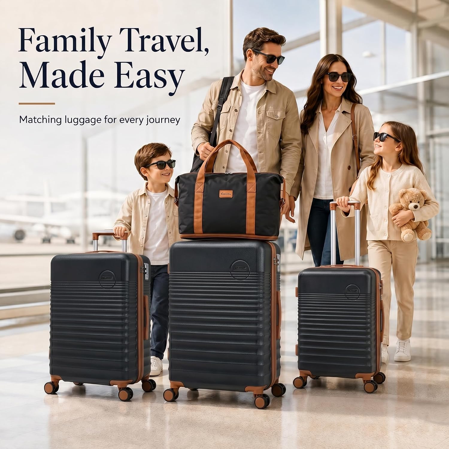 Luggage Sets 5 Piece, Suitcases with Wheels, Hardshell Suitcase Set, ABS Carry on Luggage Set with TSA Lock, Travel