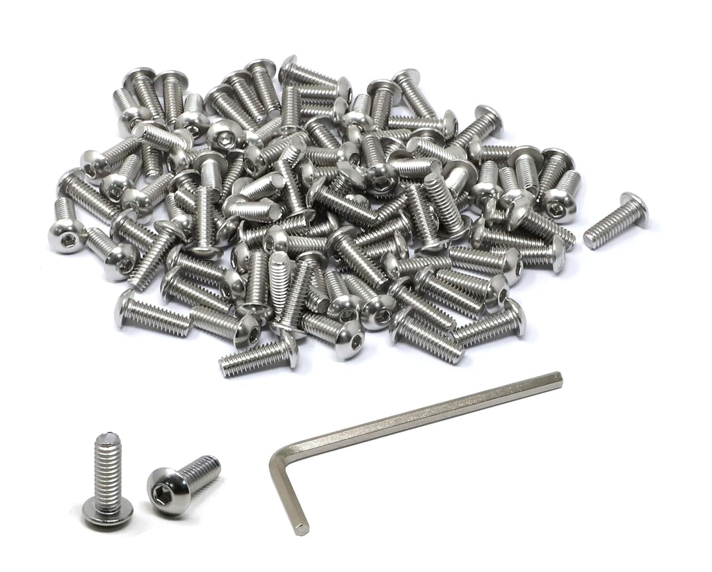iexcell 100 Pcs #8-32 x 1/2" Stainless Steel 304 Hex Socket Button Head Cap Screws Bolts Kit