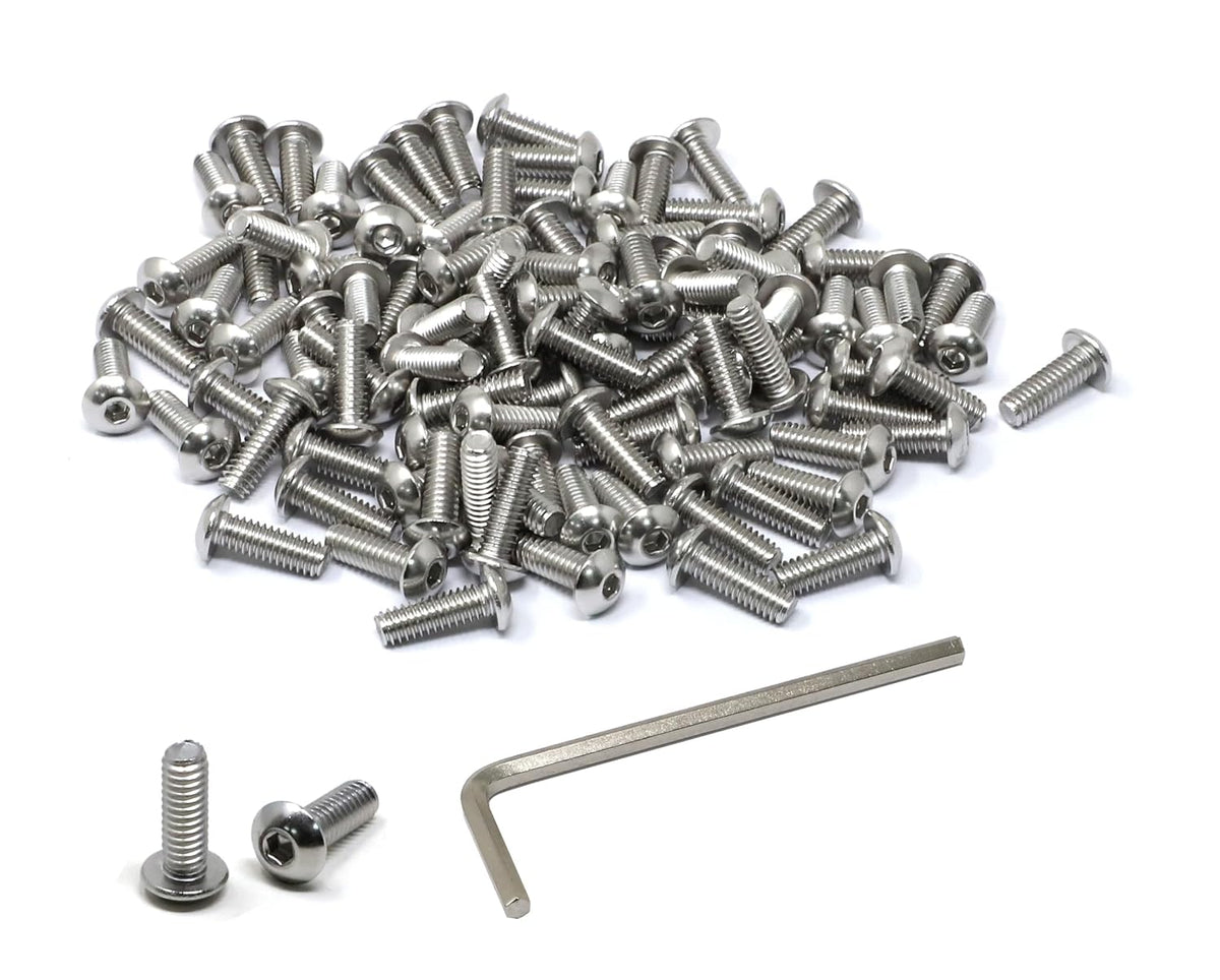 iexcell 100 Pcs #8-32 x 1/2" Stainless Steel 304 Hex Socket Button Head Cap Screws Bolts Kit