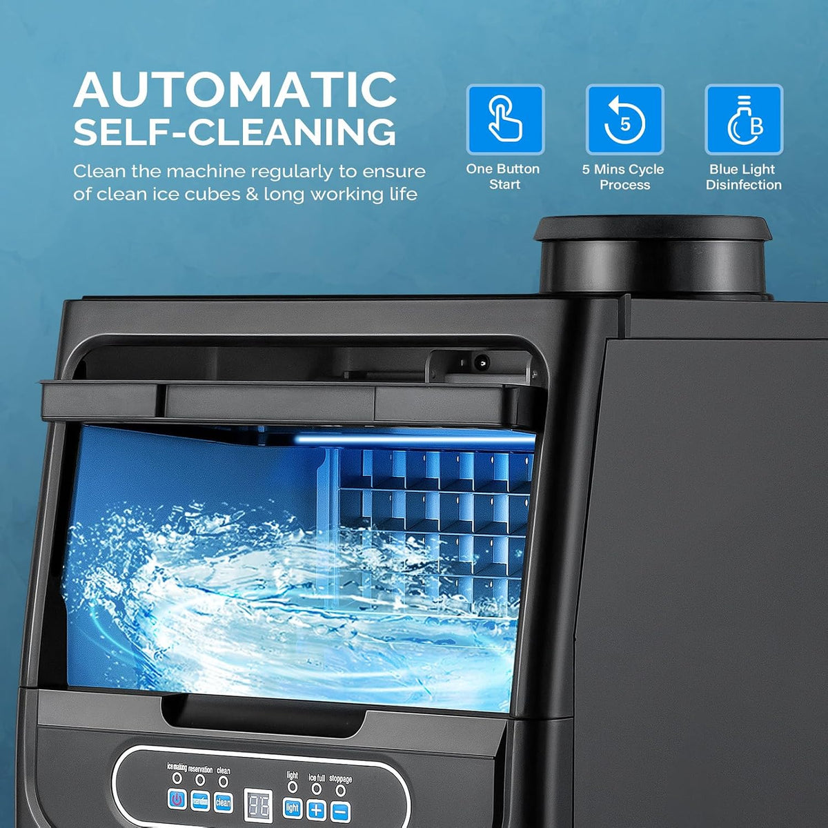 70LBS/24H Countertop Ice Maker with 2 Water Inlets, ETL Certified