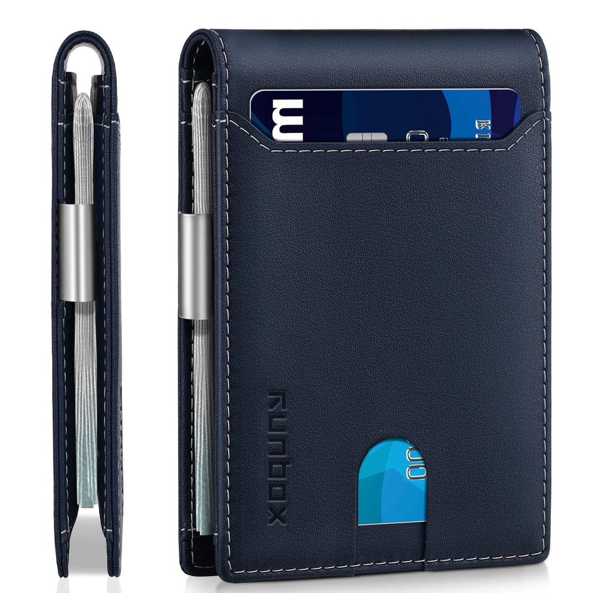 Slim Wallet for Men - RFID Blocking Leather Bifold with Money Clip