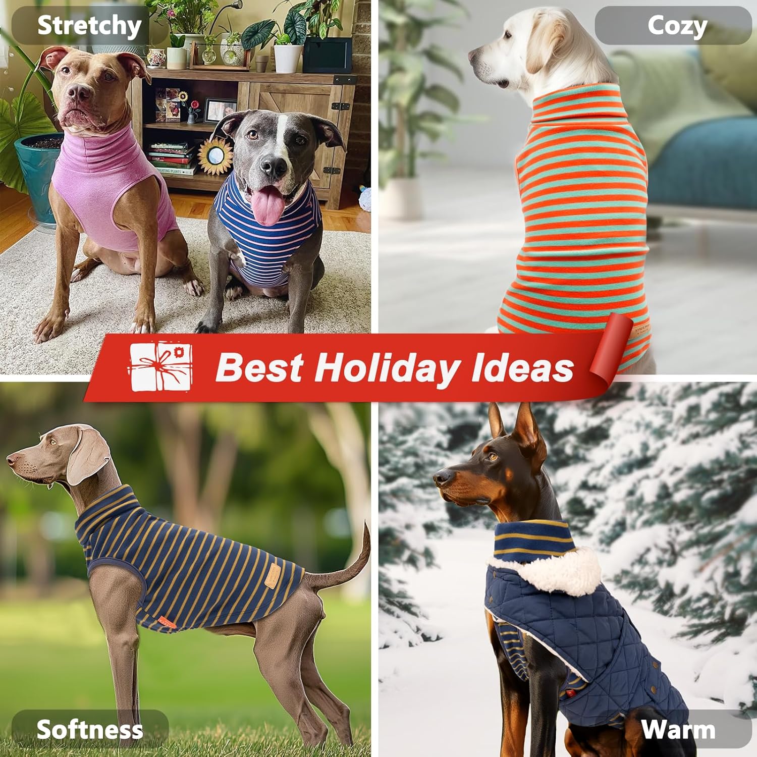 2Pack Dog Sweater Pullover Dog Sweaters for Large Dogs Warm Dogs Clothes Stretchy Pet Sweater Large Size Pets Comfy