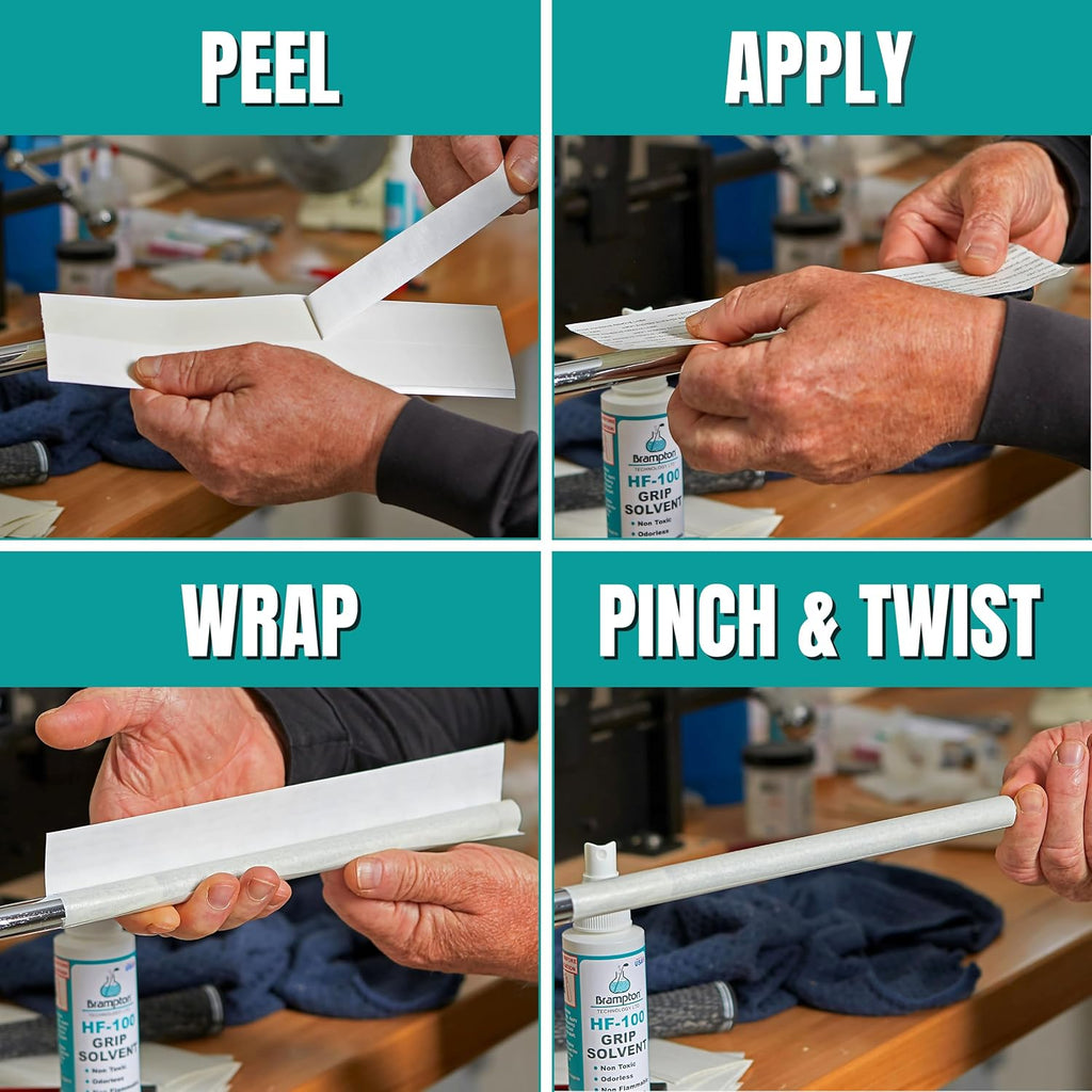 Brampton Basic Golf Grip Kit for Golf Club Regripping - 15 Premium 2"x10" Golf Grip Tape Strips, & 4 oz HF-100