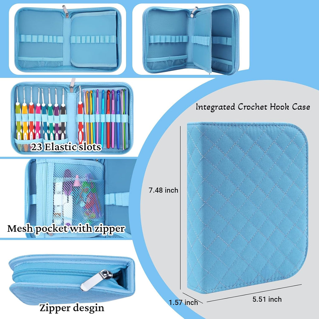 23 Sizes Crochet Hooks Set with Case | 2mm-10mm Ergonomic Crochet Needles for Arthritic Hands,Complete Crochet Kit