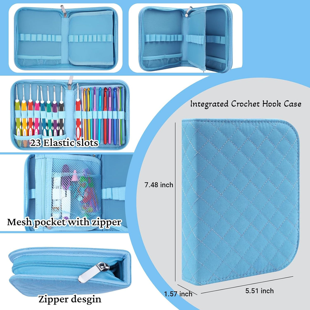23 Sizes Crochet Hooks Set with Case | 2mm-10mm Ergonomic Crochet Needles for Arthritic Hands,Complete Crochet Kit