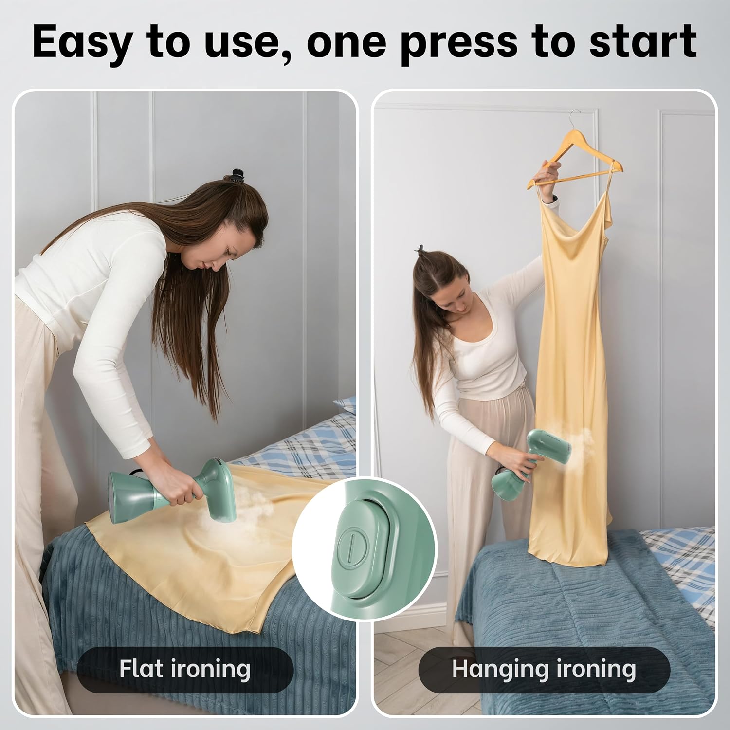 GS01 Handheld Clothes Steamer, 400ml Large Water Tank 1500W Fast Heat Up Portable Travel Wrinkle Remover