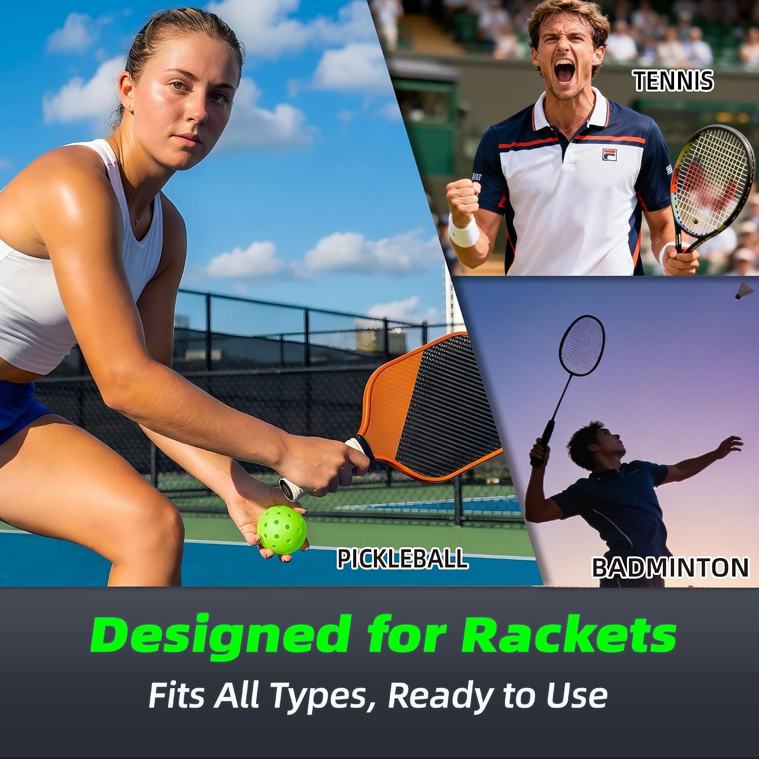 Ribbed Pickleball Overgrip Tape, Non-Slip Sweat-Wicking Racquet Grip for Pickleball/Tennis/Badminton