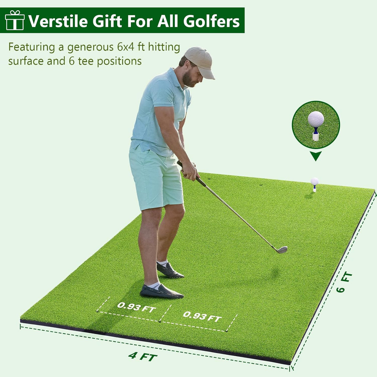 Golf Mat, 6x4FT Premium Golf Hitting Mat for Indoor Outdoor Practice
