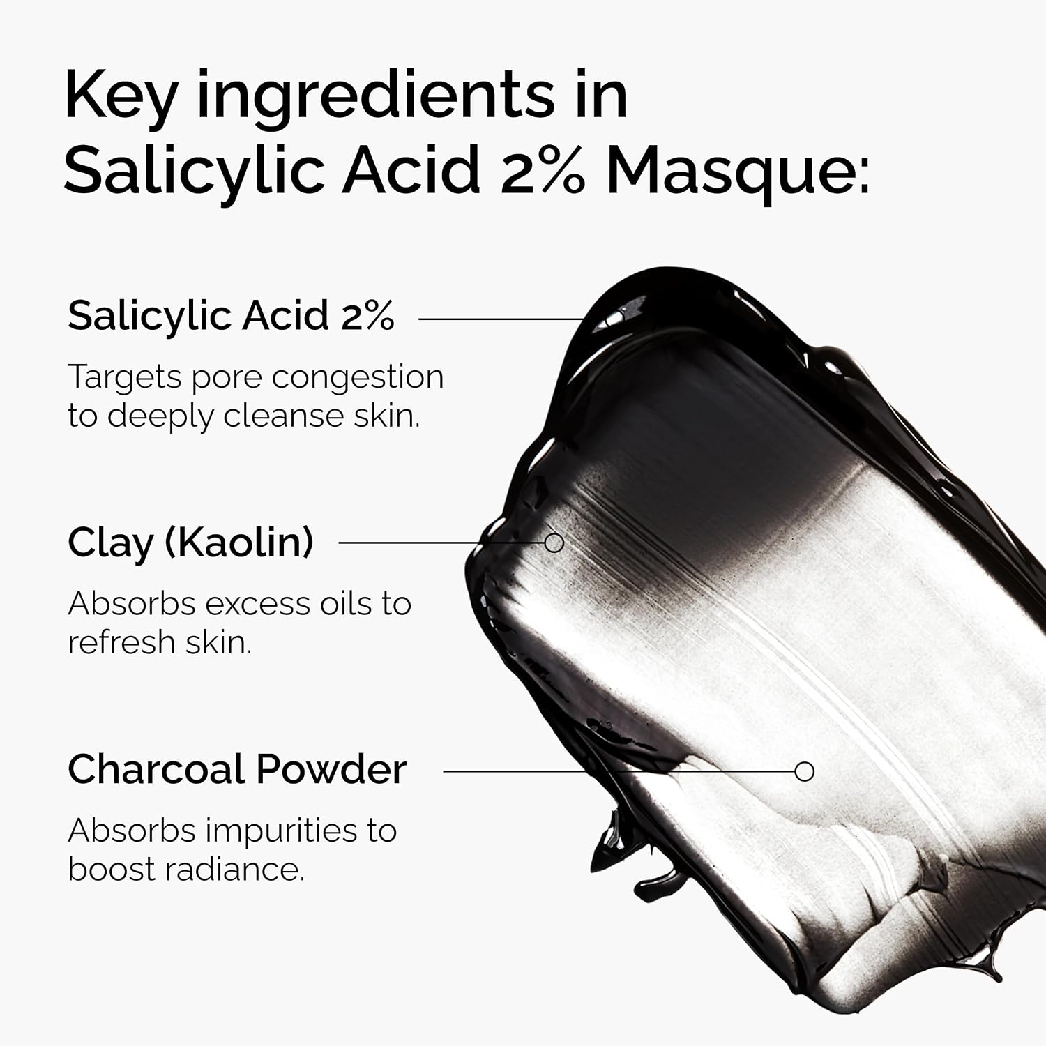 Salicylic Acid 2% Masque, Clarifying Charcoal & Clay Mask for Blemish-Prone Skin, 1.7 Fl Oz