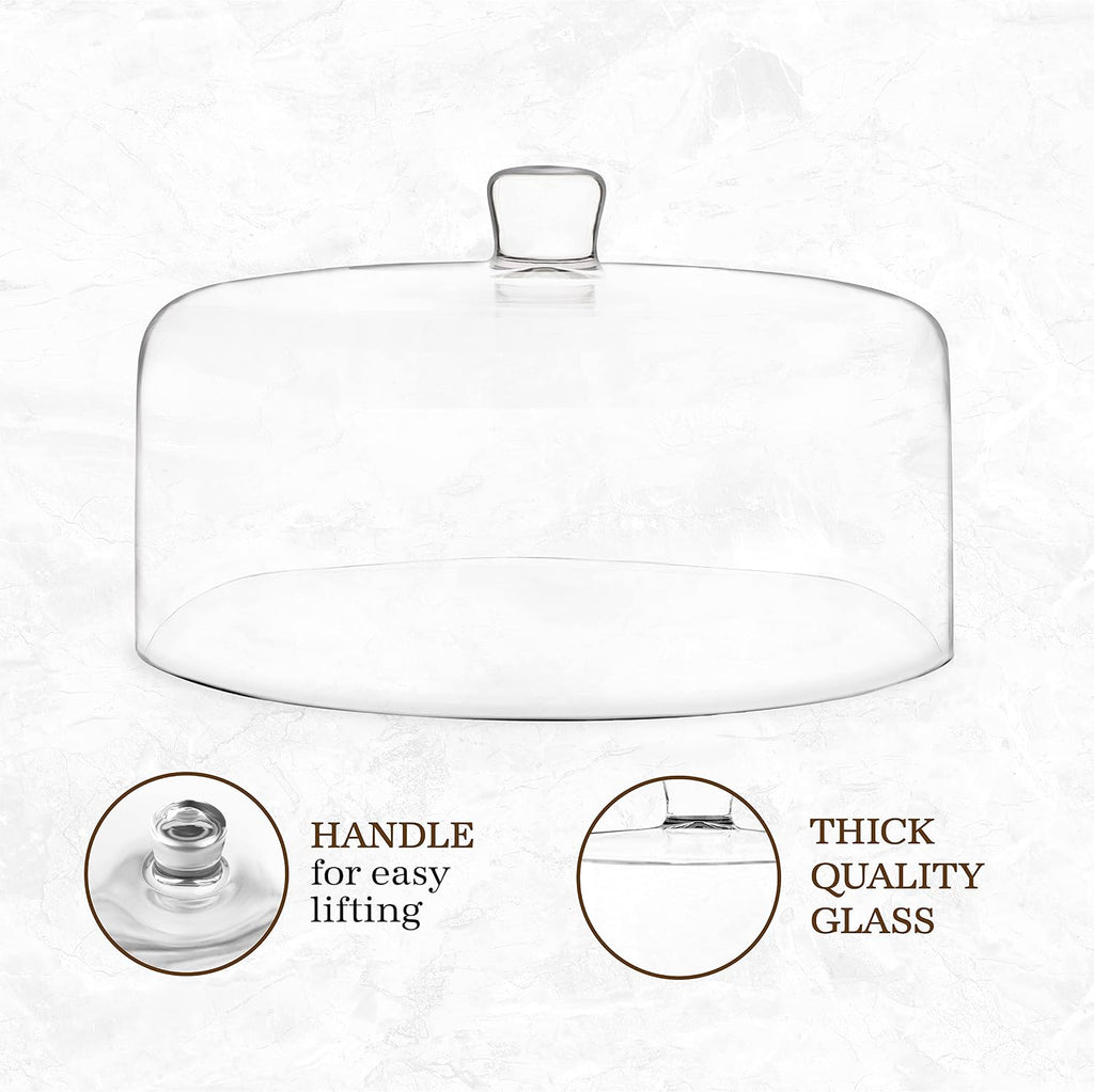 Glass Cake Dome, Cake Cover Lid for Freshness & Display 12"