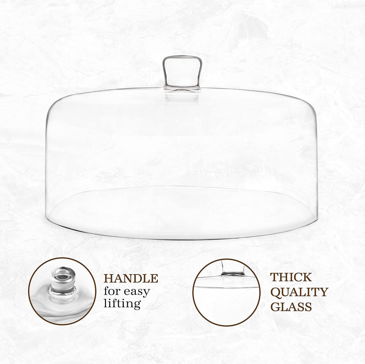Glass Cake Dome, Cake Cover Lid for Freshness & Display 12"