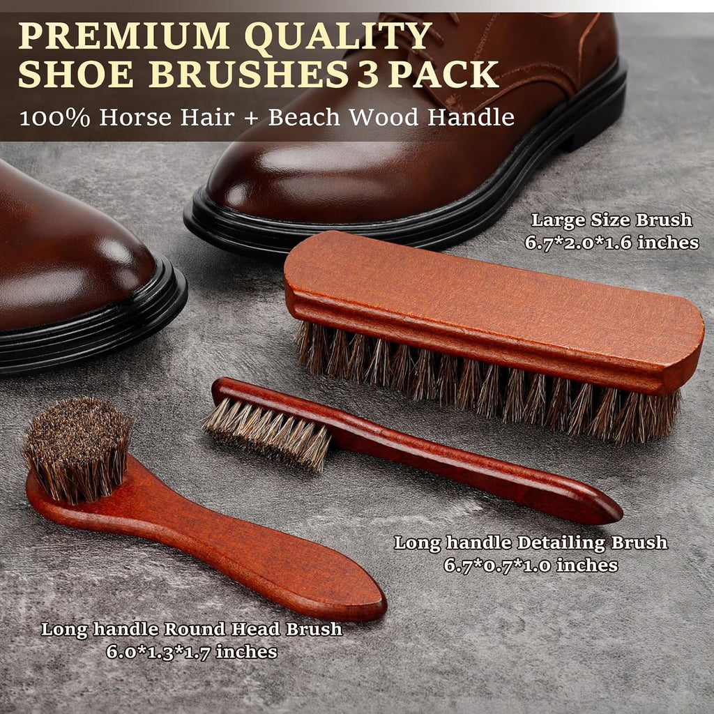 Shoe Shine Kit, Mens Gifts Ideas - 15PCS Shoe Polish Kit with Saddle Soap, Mink Oil, 3 Shoe Polishes, 3 Shoe Brushes