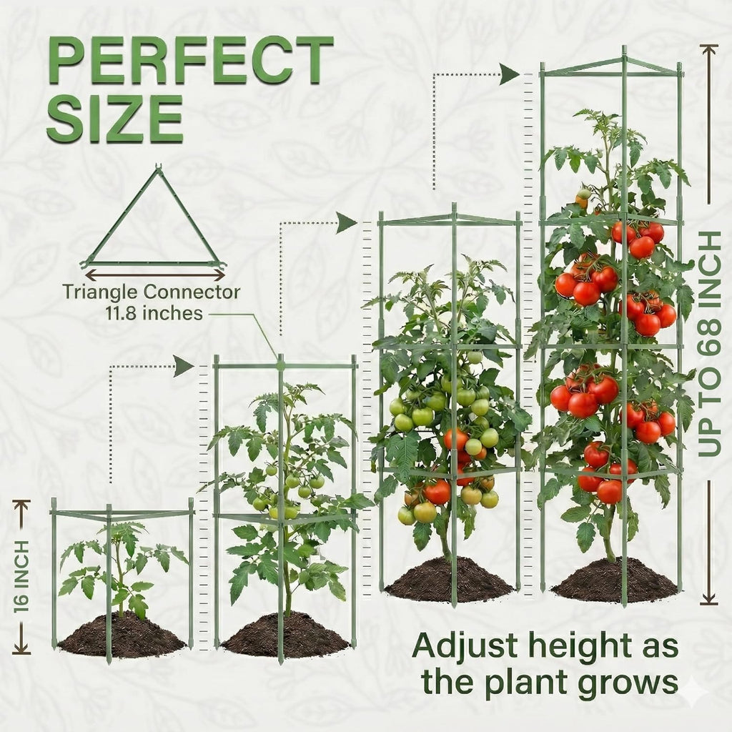 Tomato Cage - Tomatoes Plant Stakes Support Cages Trellis for Garden and Pots (3 Pack - Extra Tall Upto 68 inches)