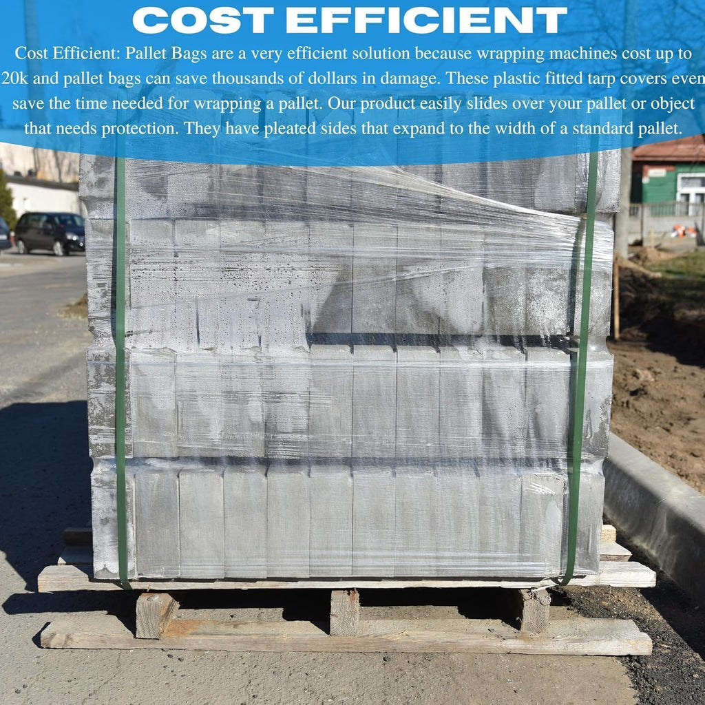 2 Mil Clear Pallet Covers - 60" x 155" - Heavy Duty Construction Grade Strength - Polyethylene Pallet Bags - Outdoor