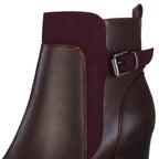 Women's Ankle Boots Side Zip Chunky Stacked Heel Booties with Wide