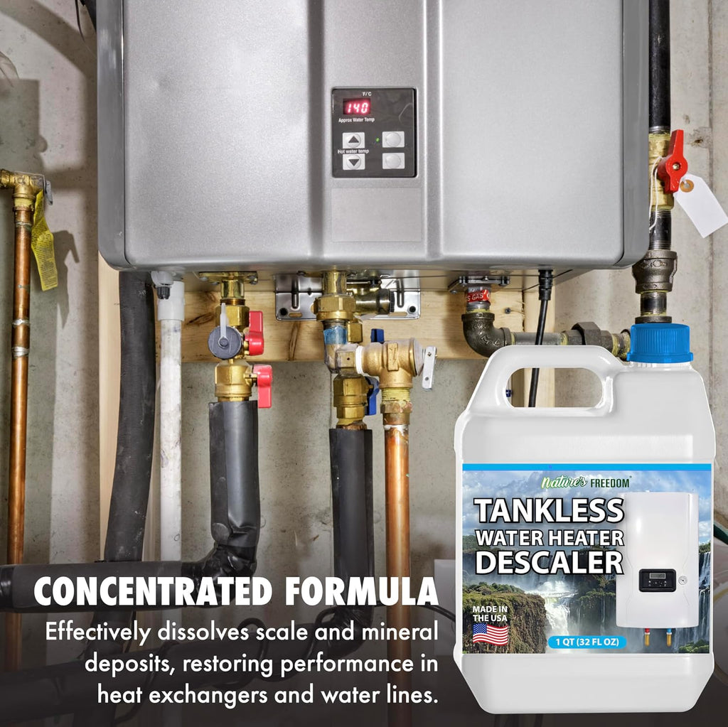 Tankless Water Heater Flush Descaler, Quart (32 oz) – Professional Non-Toxic Descaling Solution, Biodegradable, Made