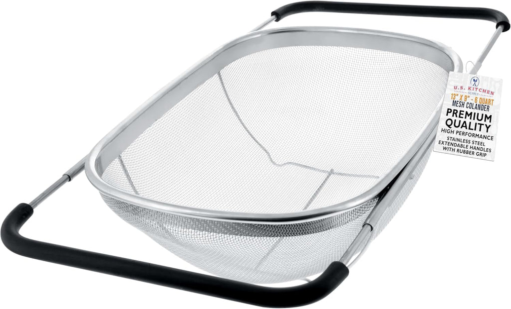 U.S. Kitchen Supply Stainless Steel Colander Strainer - 6-Quart Collapsible