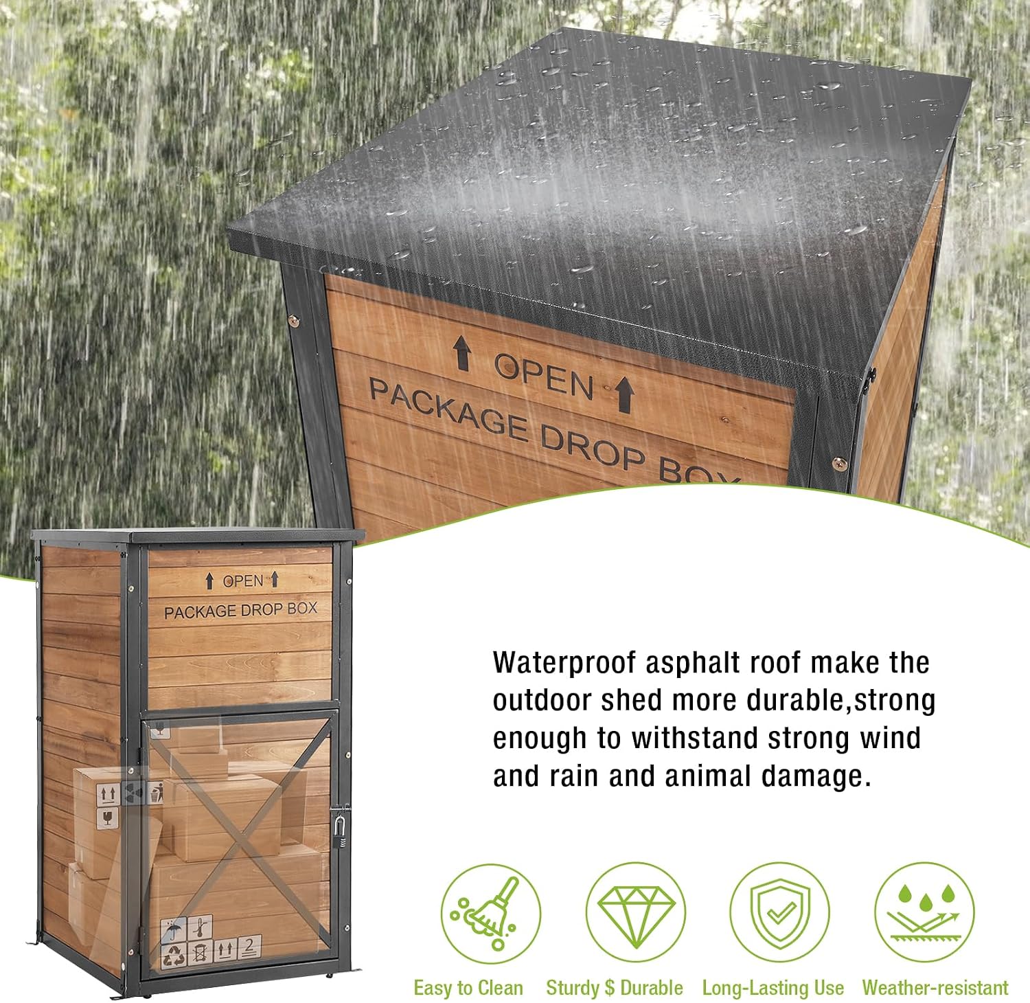 Large Package Delivery Boxes for Outside,Strong Metal Frame Large Parcel Drop Box with Combination Lockable, Secure