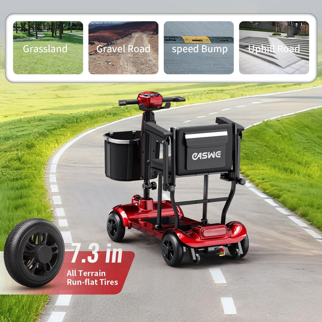 Mobility Scooter for Adults & Seniors, Folding Portable Travel 4 Wheel Electric Scooter, All Terrain Power, Airline