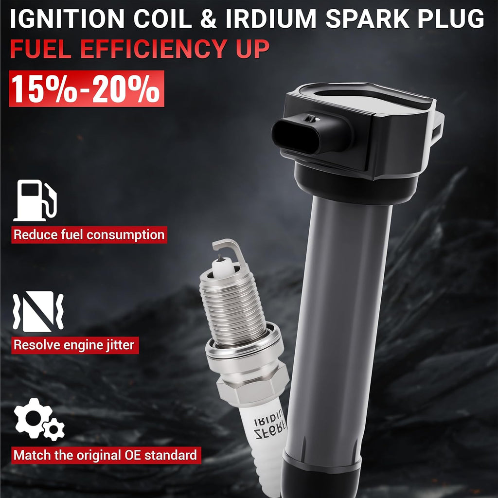 PZ Ignition Coil Pack UF557 & Spark Plugs 4503 for 2007-2017 Jeep Compass