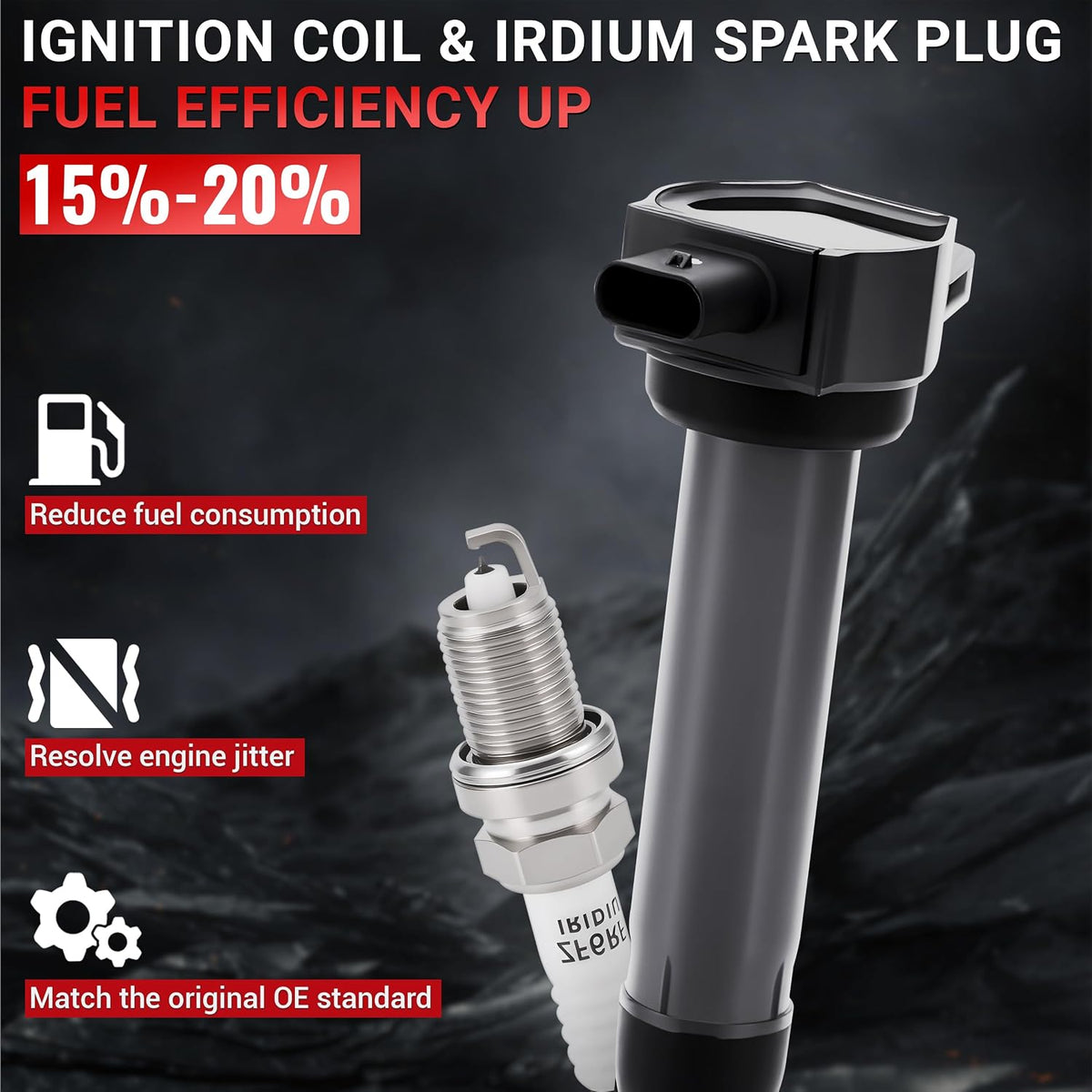 PZ Ignition Coil Pack UF557 & Spark Plugs 4503 for 2007-2017 Jeep Compass