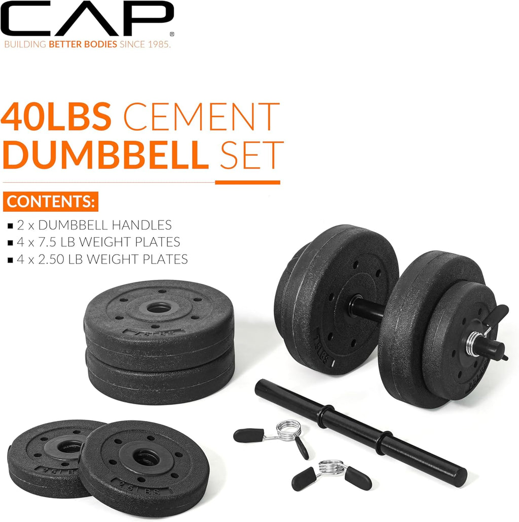 40-Pound Adjustable Cement Dumbbell Set – Versatile Weights for Home Gym Excellence