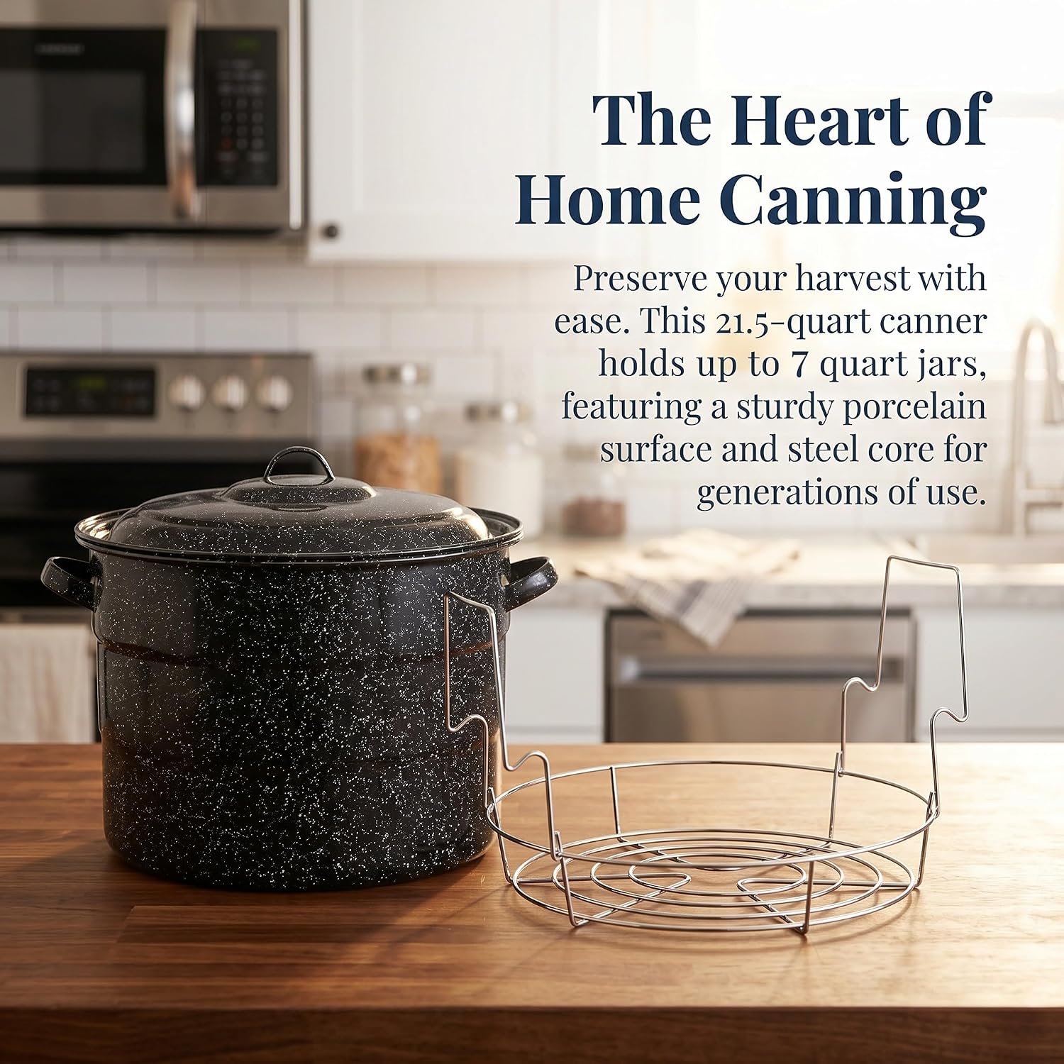 Water Bath Canner with Can Rack 21.5 Quart, Black, WYT-57