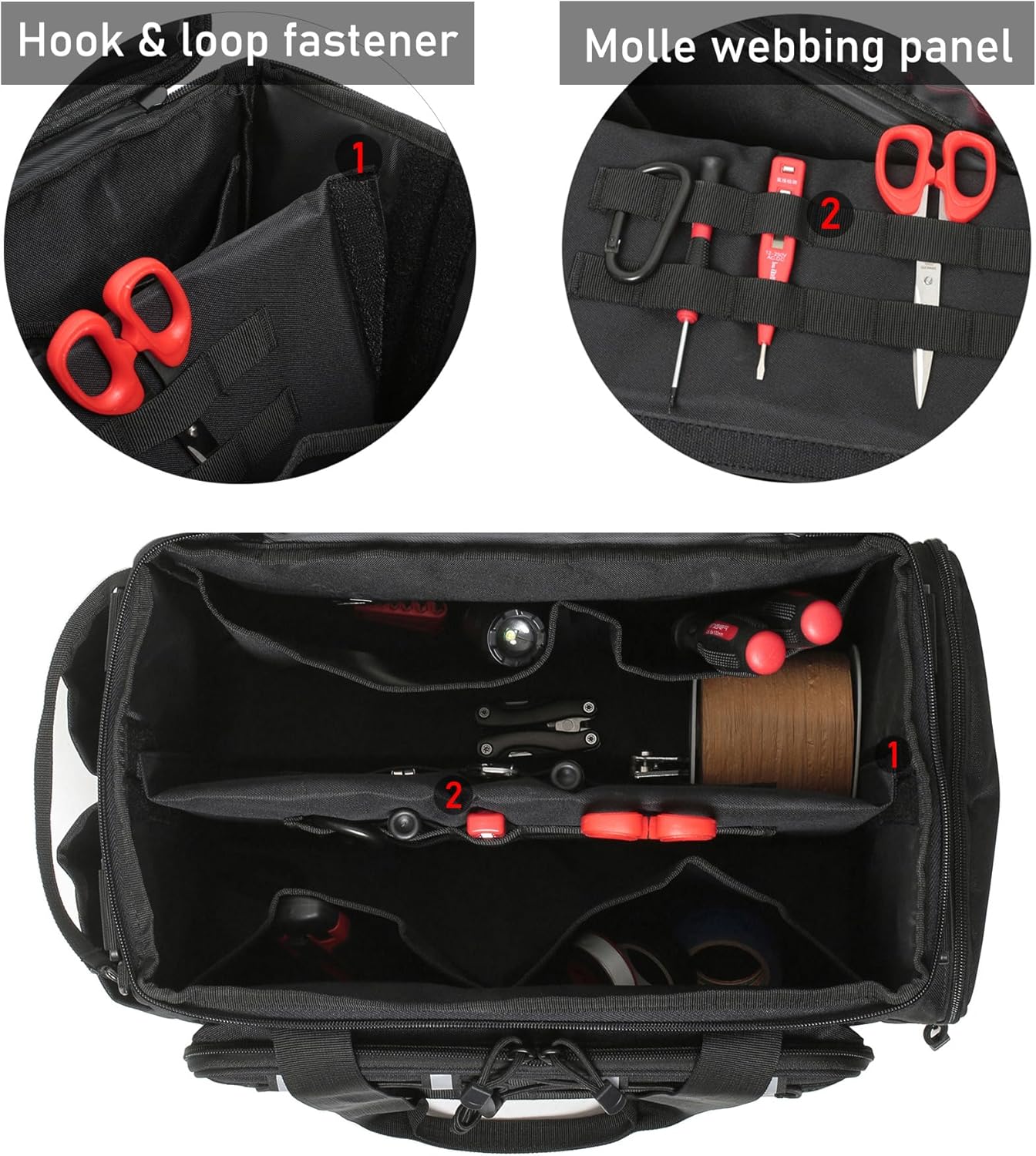 15-Inch Tool Bag Multi-purpose Tool Organizer Bag For Men with Shoulder Strap, Tactical Range Bag Work Tote for
