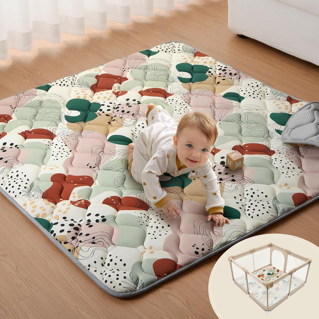 Baby Play Mats for Floor, 50x50 Inch Crawling Mat for Playpen, Thick Padding Foam Playmats for Babies and Toddlers