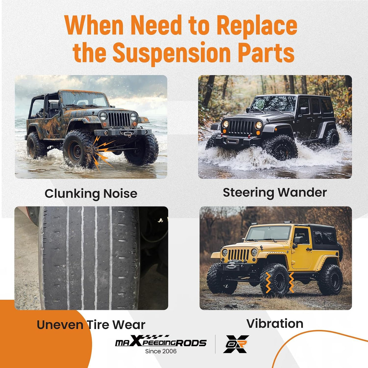 maXpeedingrods Front Upper Lower Control Arms for Jeep Wrangler 1997-2006