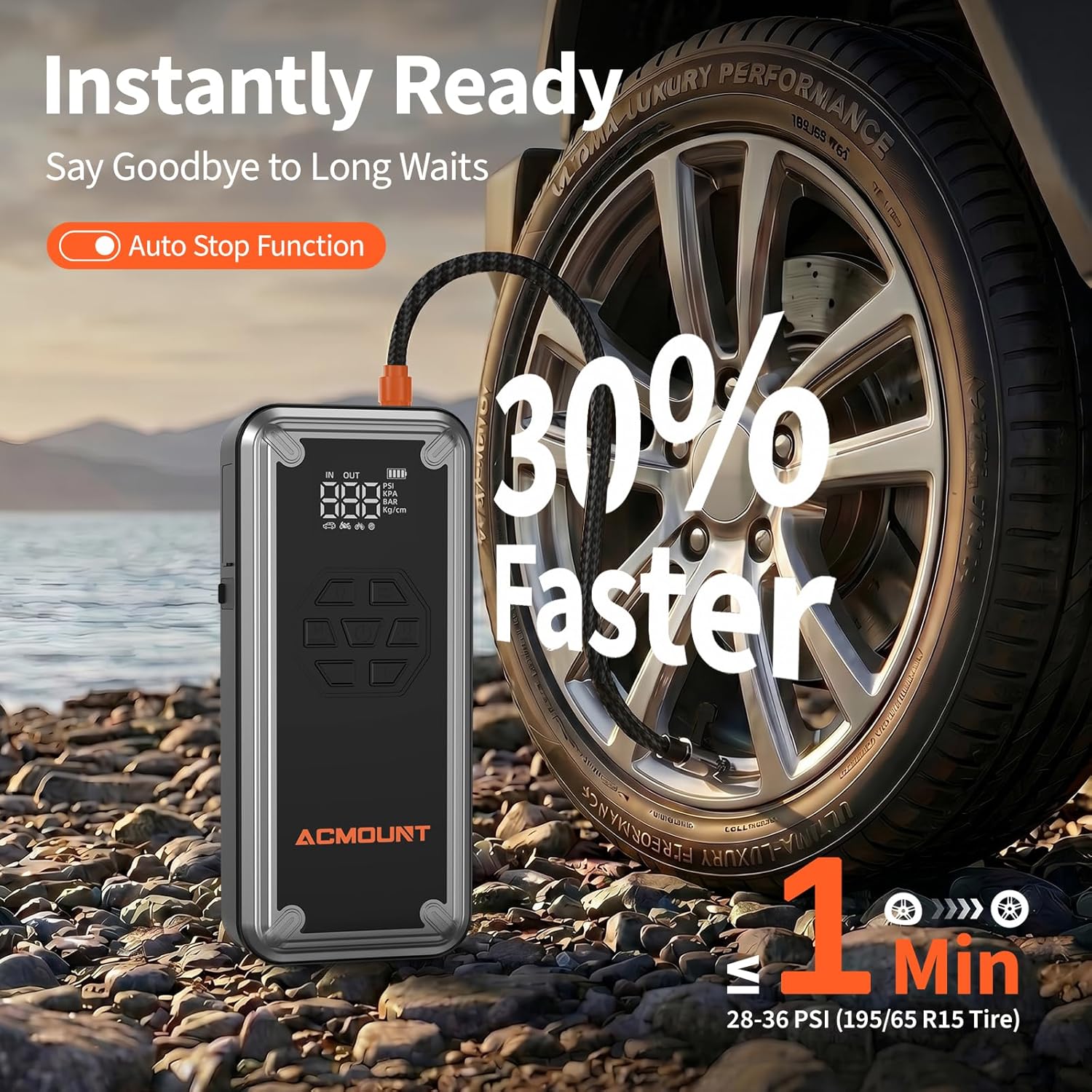 W160 Jump Starter with Air Compressor, 5000A Portable Car Jump Starter 150PSI Tire Inflator/Air Pump, 12V Battery(Up