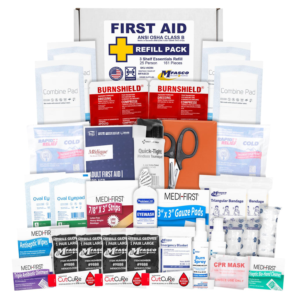 First Aid Kit Refill Pack Workplace Supplies ANSI Class B 160 Pieces