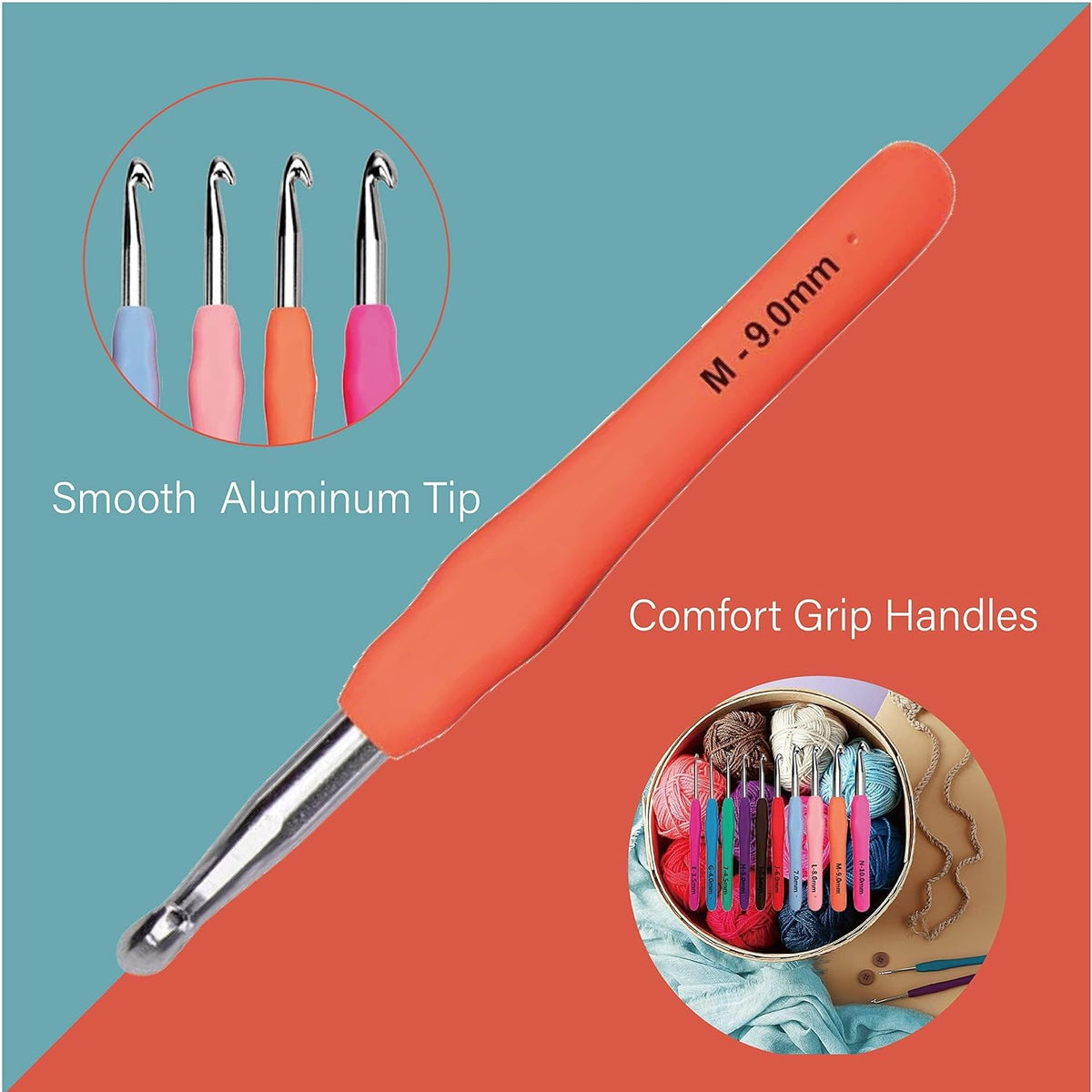 20 Size Crochet Hooks 0.5mm-10mm,Ergonomic Hook for Arthritic Hand