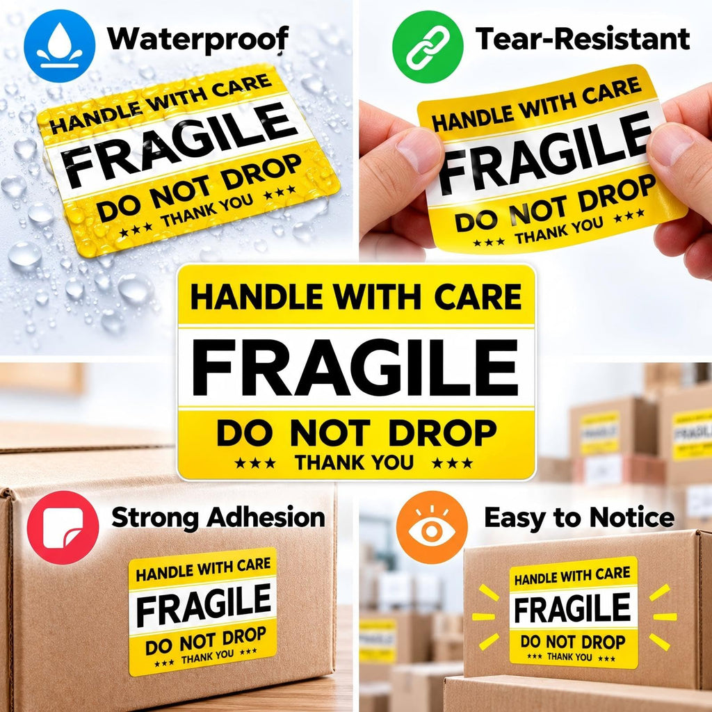 120 PCS 6" × 4" Fragile Shipping Stickers Do Not Drop Labels