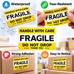 120 PCS 6" × 4" Fragile Shipping Stickers Do Not Drop Labels