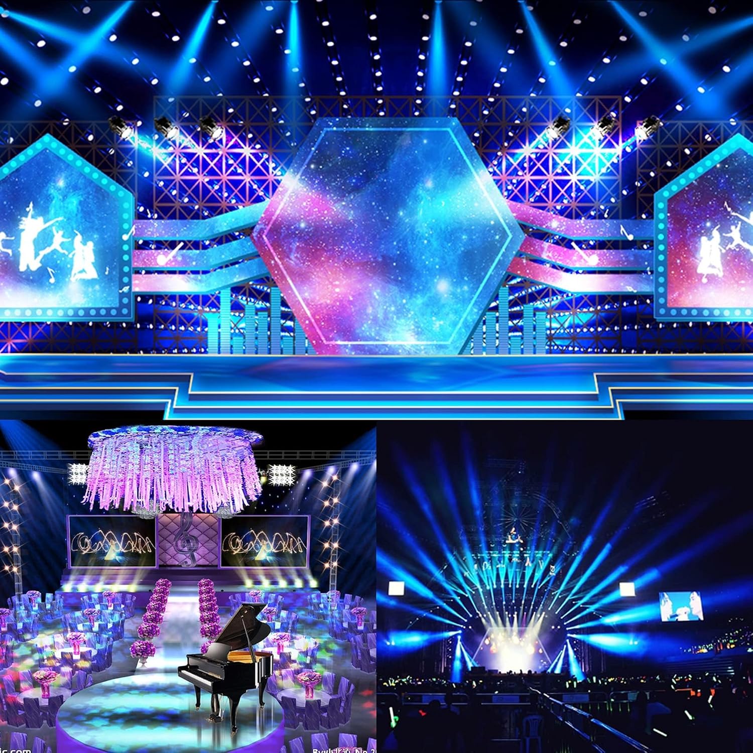 54*2W Warm/Cold White LED DMX COB Stage Spotlights for Concert(4) | 120W,Ra>90,Warm/Cold White,High