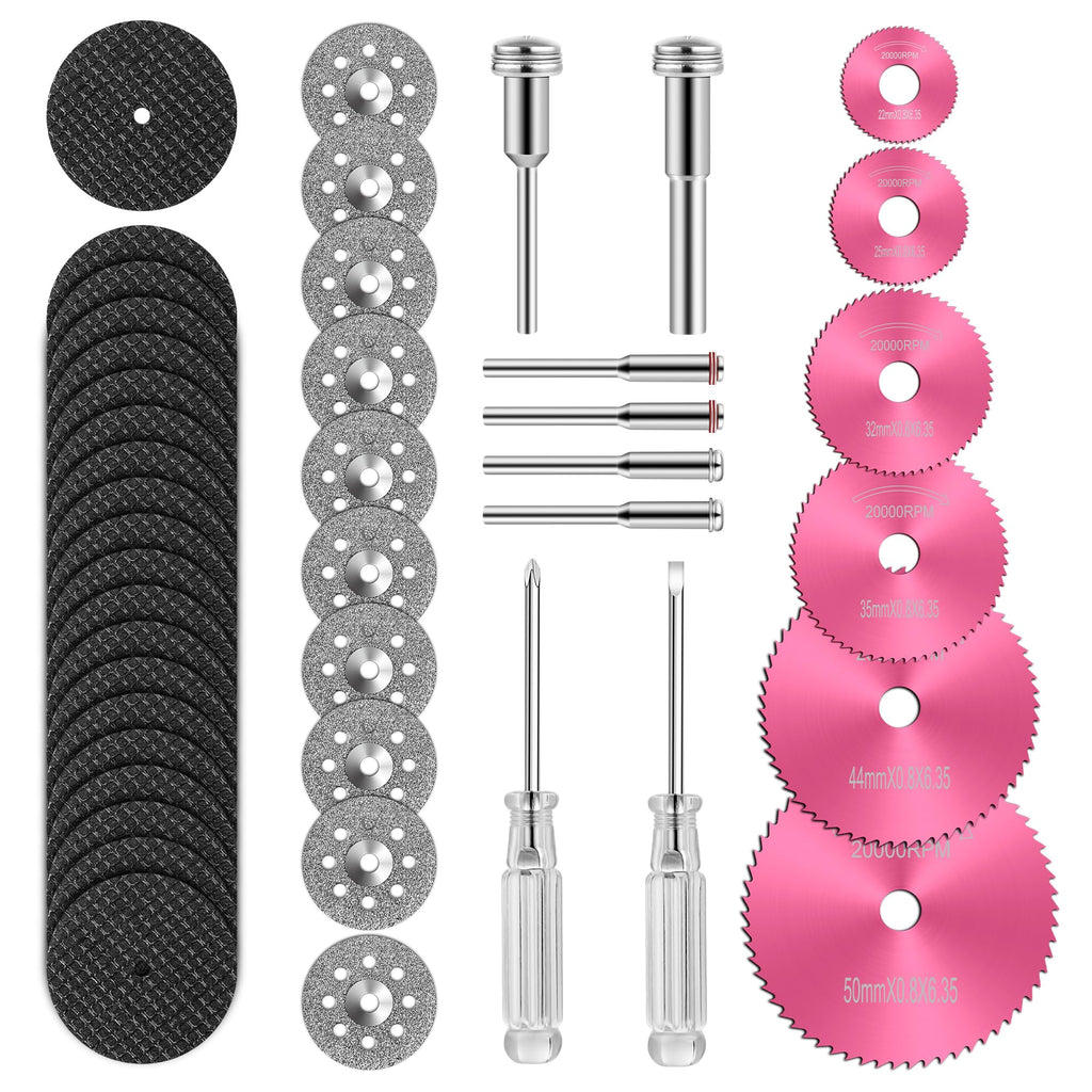 44 Pcs Pink Cutting Wheel Set Compatible with Plastic for Rotary Tool