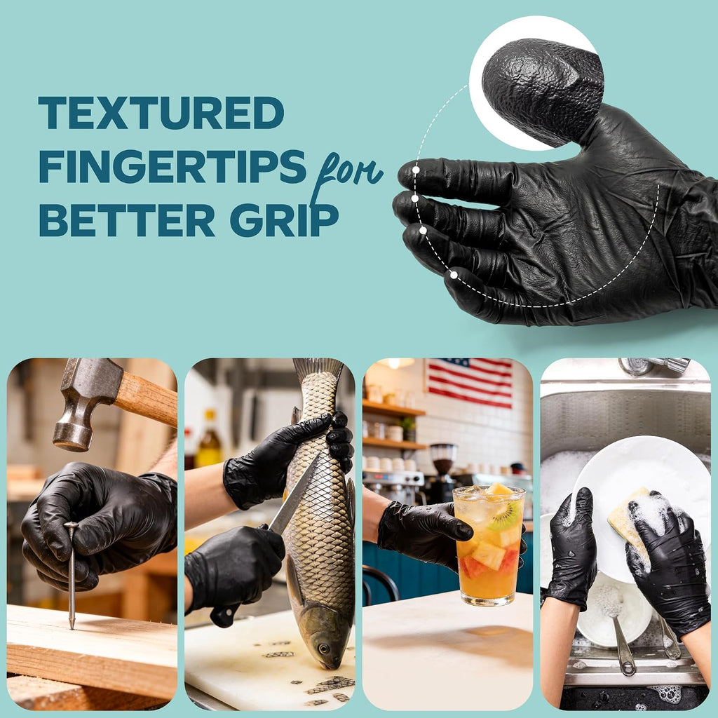 Black Nitrile Gloves - Disposable Heavy Duty 6 Mil