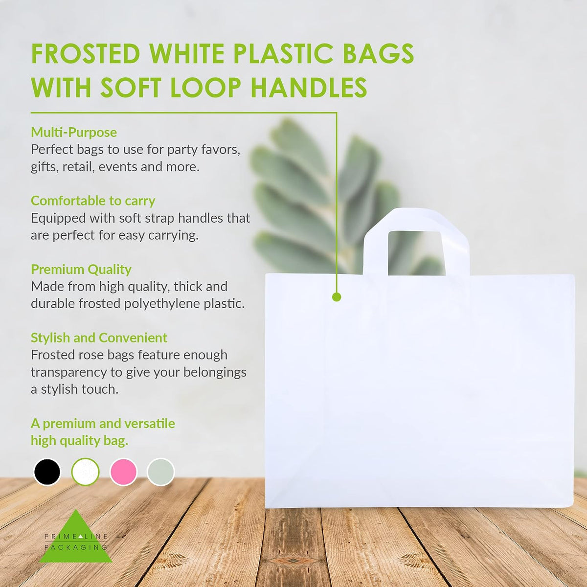 Large Plastic Shopping Bags with Handles, 50 Pack