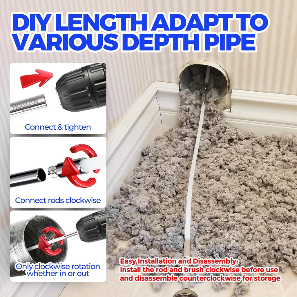 Dryer Vent Cleaner Kit - 32Ft Flexible Lint Brush for Deep Cleaning