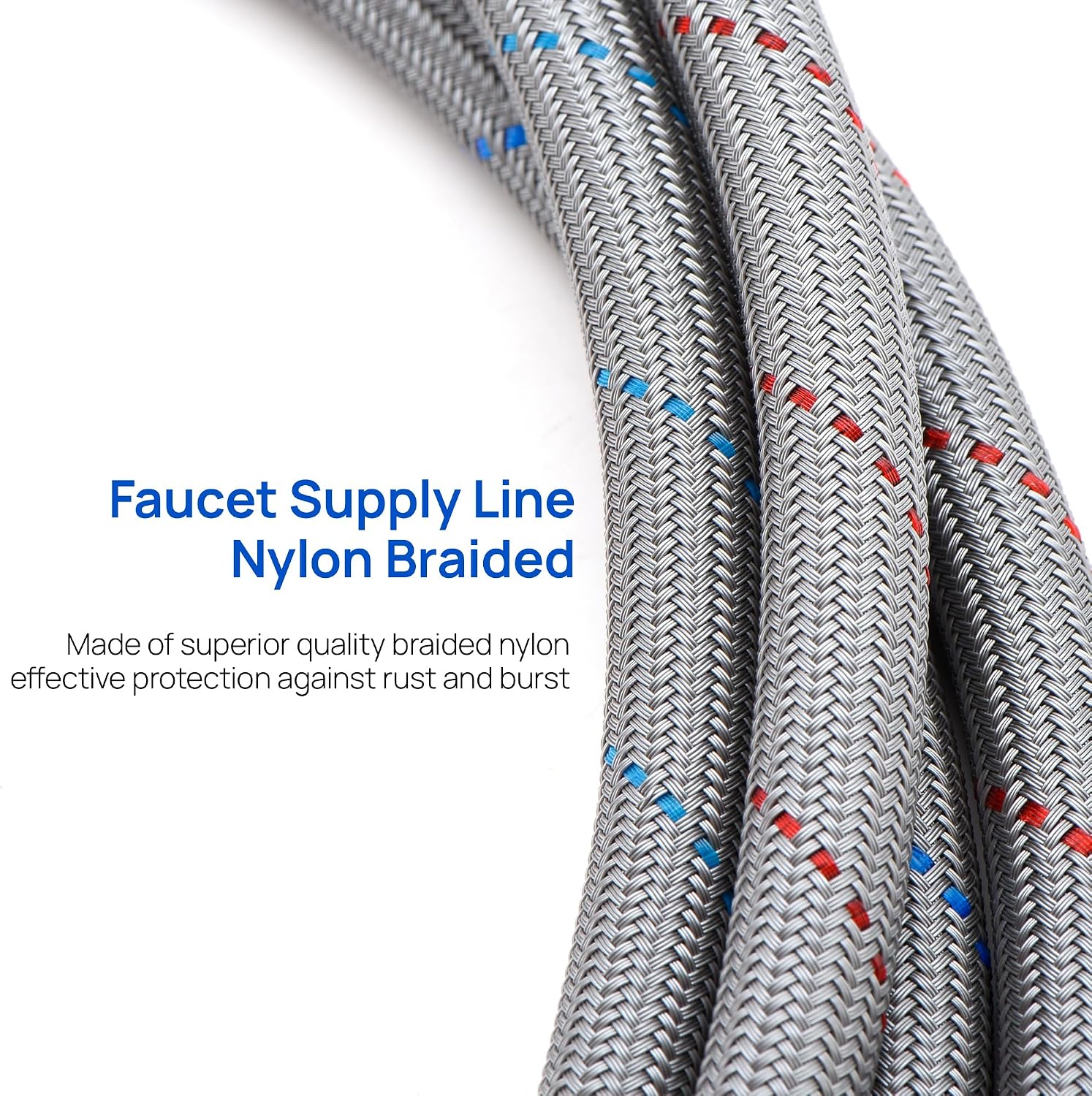 Faucet Supply Lines Length 12" 3/8 OD Comp (Male) x 3/8 Comp (Female) | Thread Connector Braided Nylon Extension