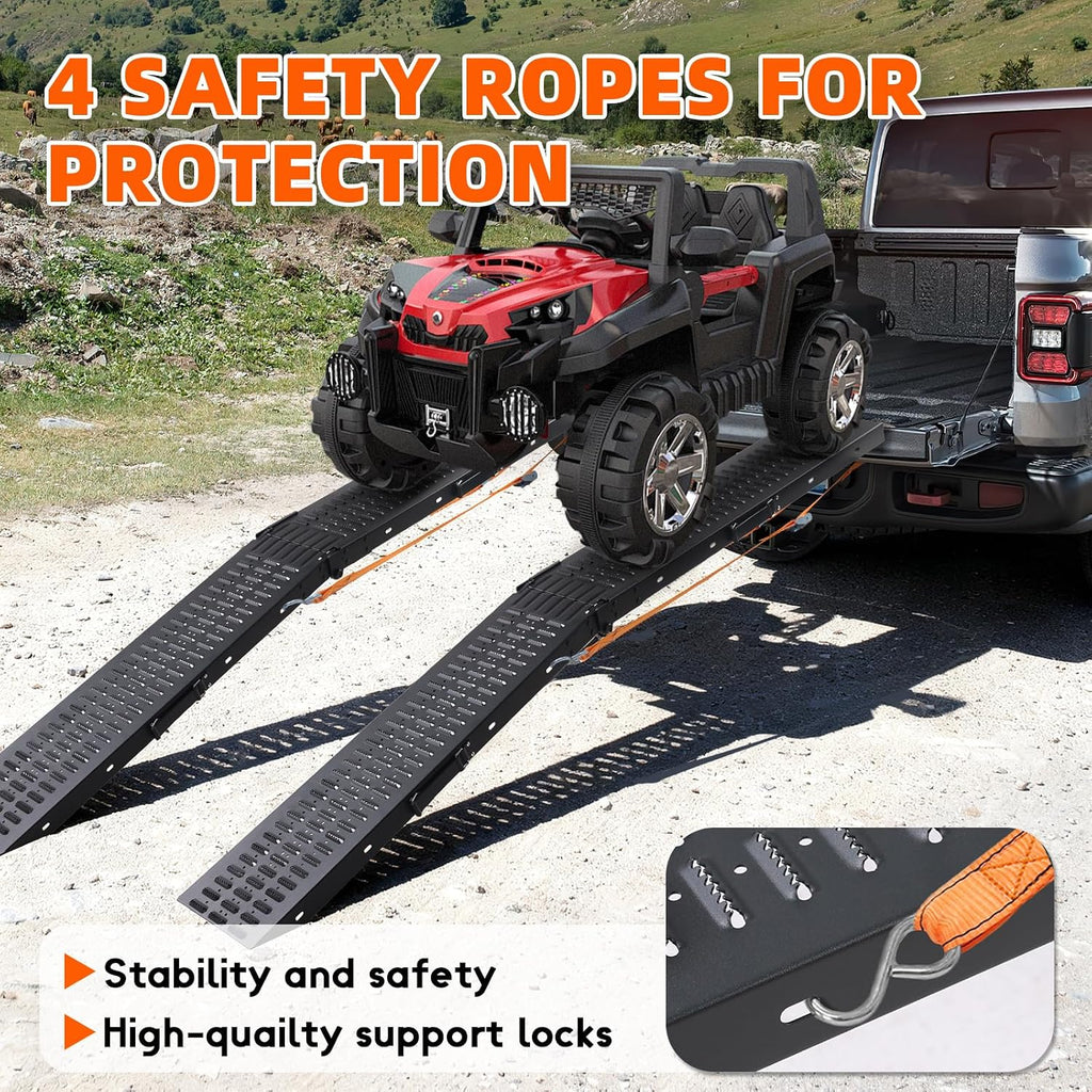 72.5" Heavy Duty Folding Loading Ramps with Sandblasted Finish, 1500lb Capacity, Ideal for Motorcycles, Lawn Mowers
