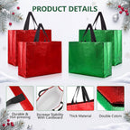 50 Pcs Gift Bags 17.7x13x4.72 Inch, Glossy Red and Green