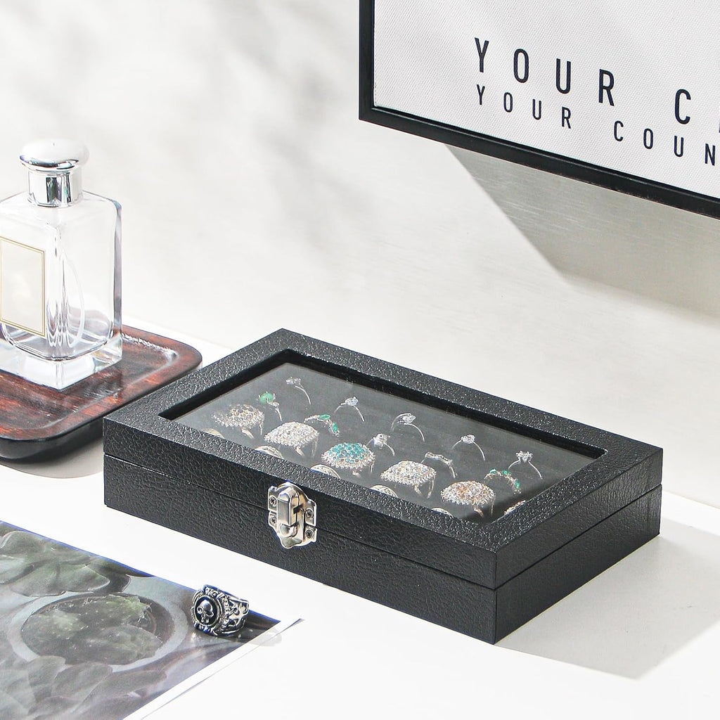 Ring Organizer Box for Jewelry,Rings Cufflinks Storage Case,Small Jewelry Box for Travel, Pretty Gifts for