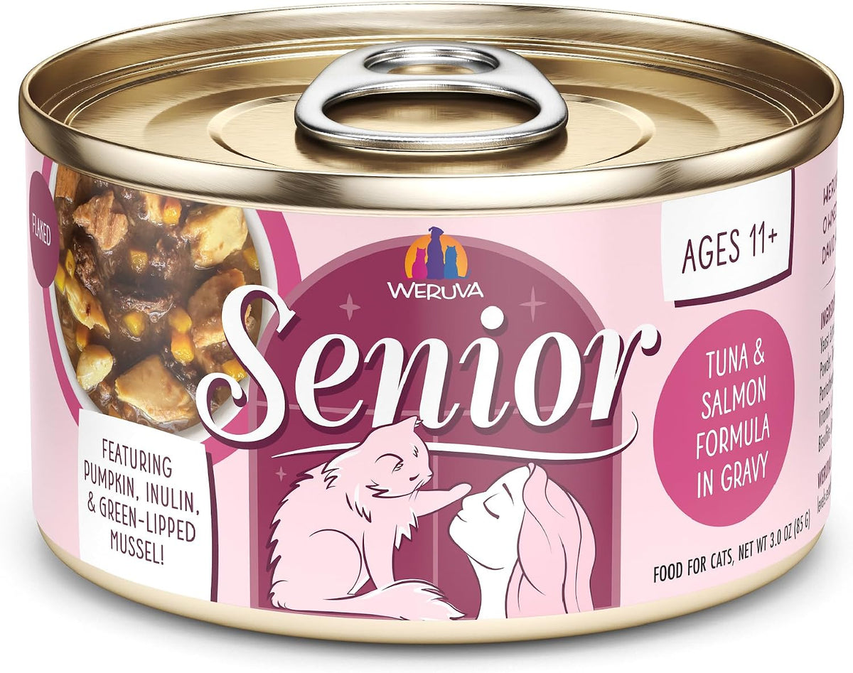 Senior Cat Food, Tuna and Salmon in Gravy, 3oz Can, Pack of 12