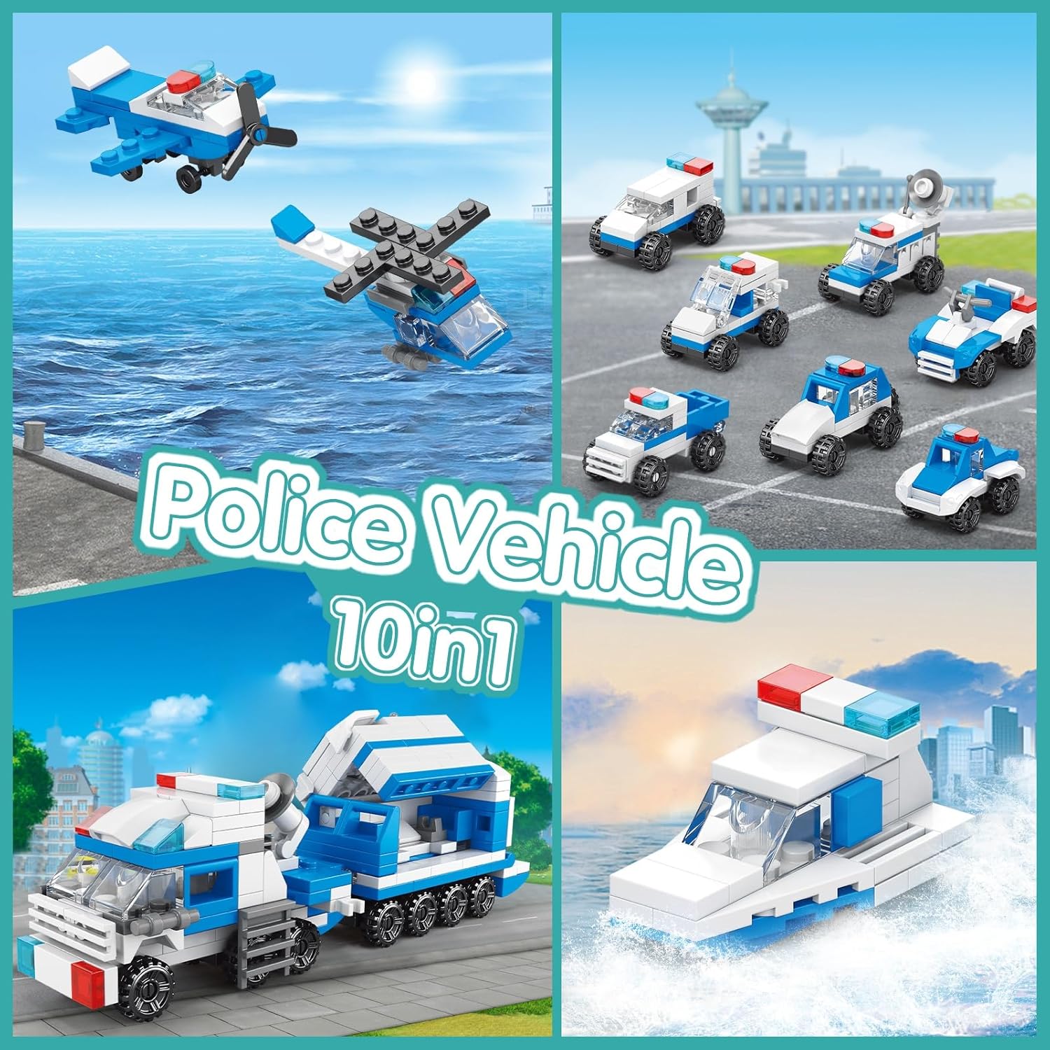 30Pack Mini Cars Building Blocks Party Favors for Kids-Bulk Fire Truck,City Police Car,Construction Vehicle for