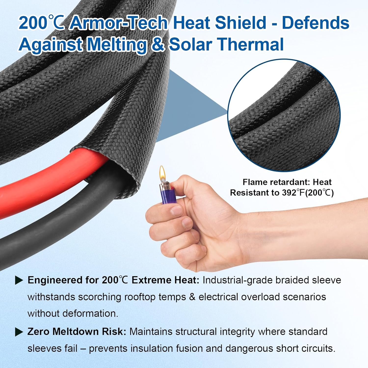 10AWG Solar Cable - 50FT Solar Panel Extension Cord 10 Gauge PV Wire with Flame Retardant Protective Sleeving Female