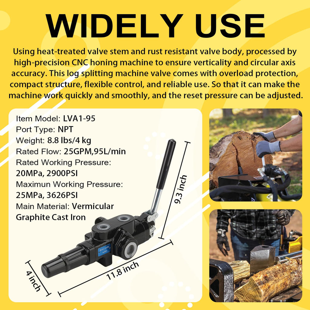 JAHEZYAN Hydraulic Log Splitter Directional Control Valve, 25GPM, Easy Use
